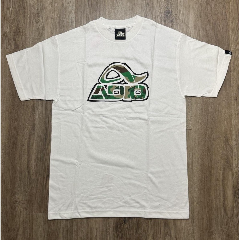 Vintage Y2K Adio Camouflage Logo Skateboarding T Shirt‎ Size M